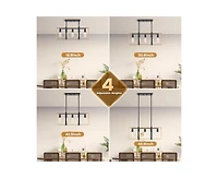 gaomon Kitchen Island Light Fixture Over Table, Farmhouse Chandeliers for Dining Room, 5-Light Adjustable Dining Room Light Fixtures, Rattan+Metal Pen