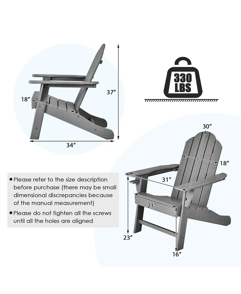 Vebreda Outdoor Adirondack Chair with Built-in Cup Holder for Backyard Porch