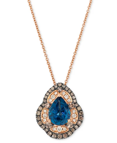 Le Vian London Blue Topaz (1-3/4 ct. t.w.) & Diamond (1/2 ct. t.w.) 20" Adjustable Pendant Necklace in 14k Rose Gold
