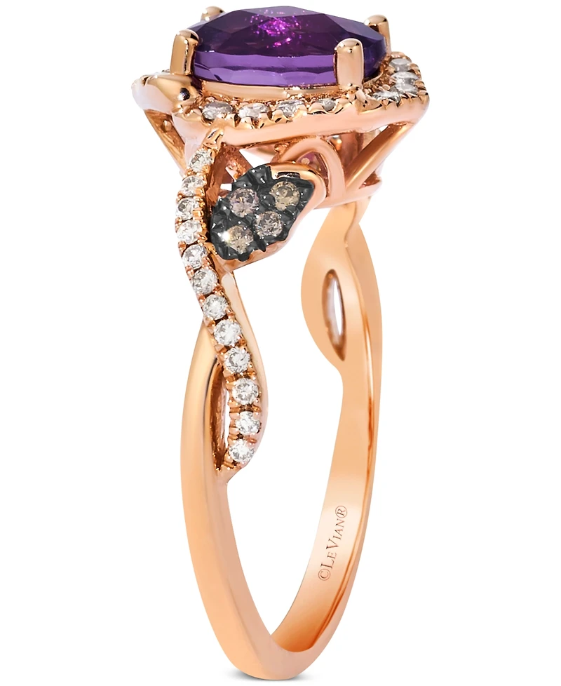 Le Vian Amethyst (1-1/6 ct. t.w.) & Diamond (1/4 ct. t.w.) Halo Ring in 14k Rose Gold