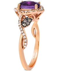 Le Vian Amethyst (1-1/6 ct. t.w.) & Diamond (1/4 ct. t.w.) Halo Ring in 14k Rose Gold