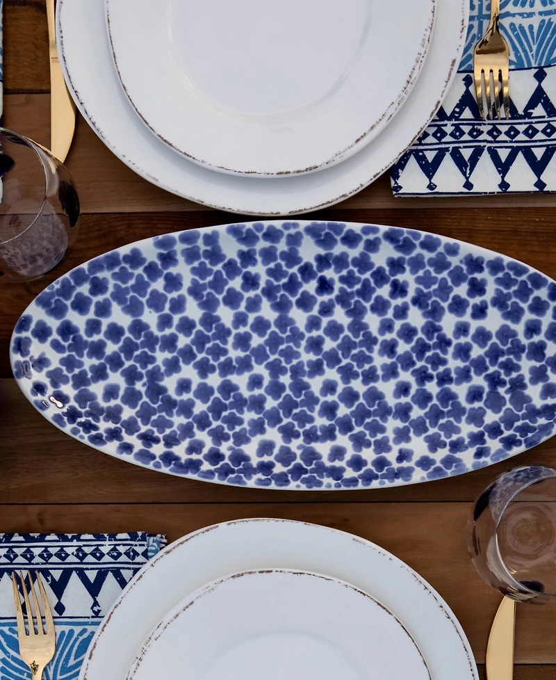 Vietri Santorini Flower Narrow Oval Platter