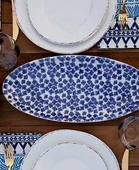 Vietri Santorini Flower Narrow Oval Platter