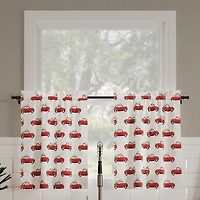 Christmas Pickup Truck Semi-Sheer Rod Pocket Kitchen Curtain Tier Pair