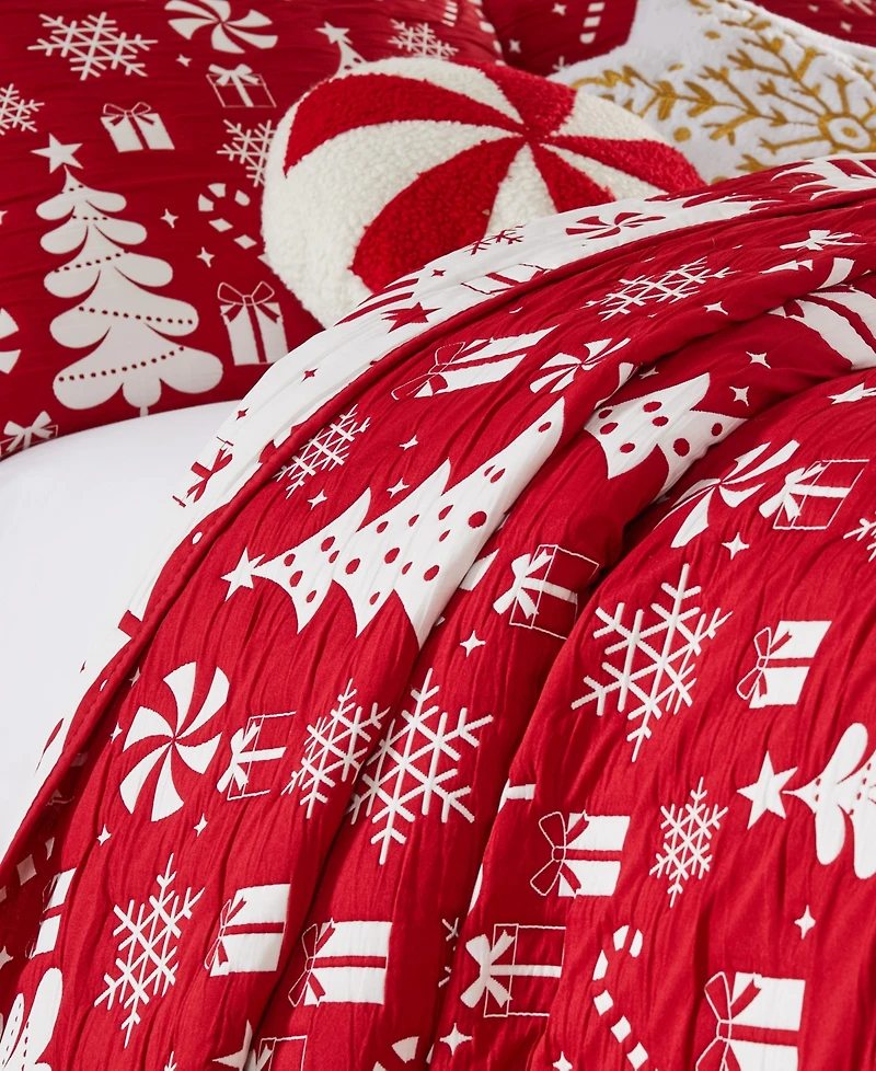 Greenland Home Fashions Peppermint Party Holiday 3-Pc. Coverlet Set, Full/Queen