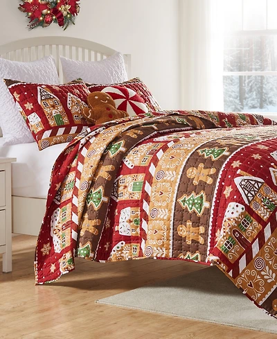 Greenland Home Fashions Gingerbread Lane Holiday 3-Pc. Quilt Set