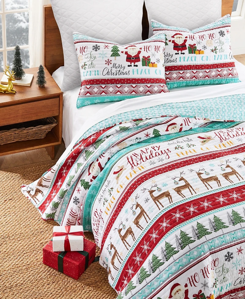 Levtex Merry Bright Ho Ho Holidays Reversible 2-Pc. Quilt Set, Twin/Twin Xl