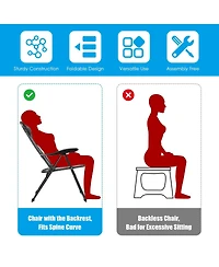 Sugift 4 Pieces Patio Garden Adjustable Reclining Folding Chairs with Headrests