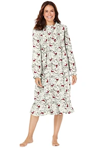 Only Neccessities Women's Cotton Flannel Print Short Gown