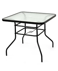 Sugift 32" Outdoor Square Patio Dining Table with Convenient Umbrella Hole