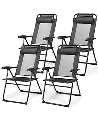 Sugift 2 Pieces Patio Adjustable Folding Recliner Chairs with 7 Level Adjustable Backrest