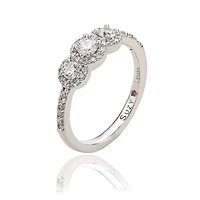 Suzy Levian Sterling Silver Cubic Zirconia Petite 3 Stone Ring