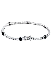 Suzy Levian Sterling Silver Black and White Cubic Zirconia Tennis Bracelet