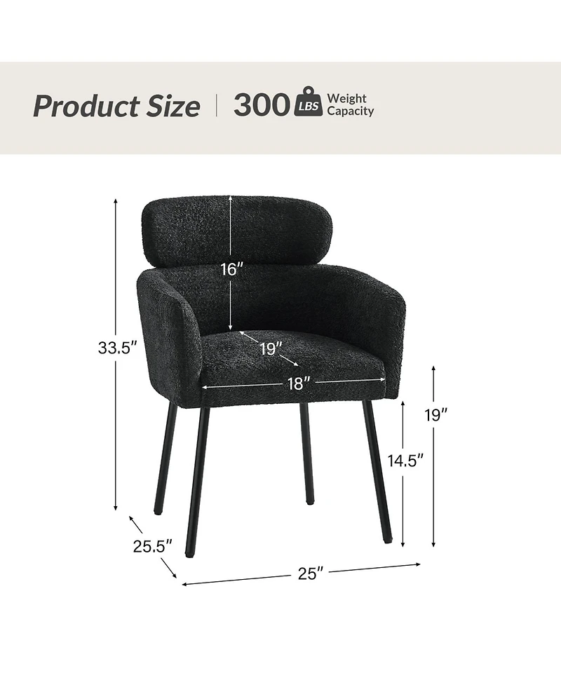 Hulala Home Niccolo Modern Boucle Dining Chair with Adjustment Feet