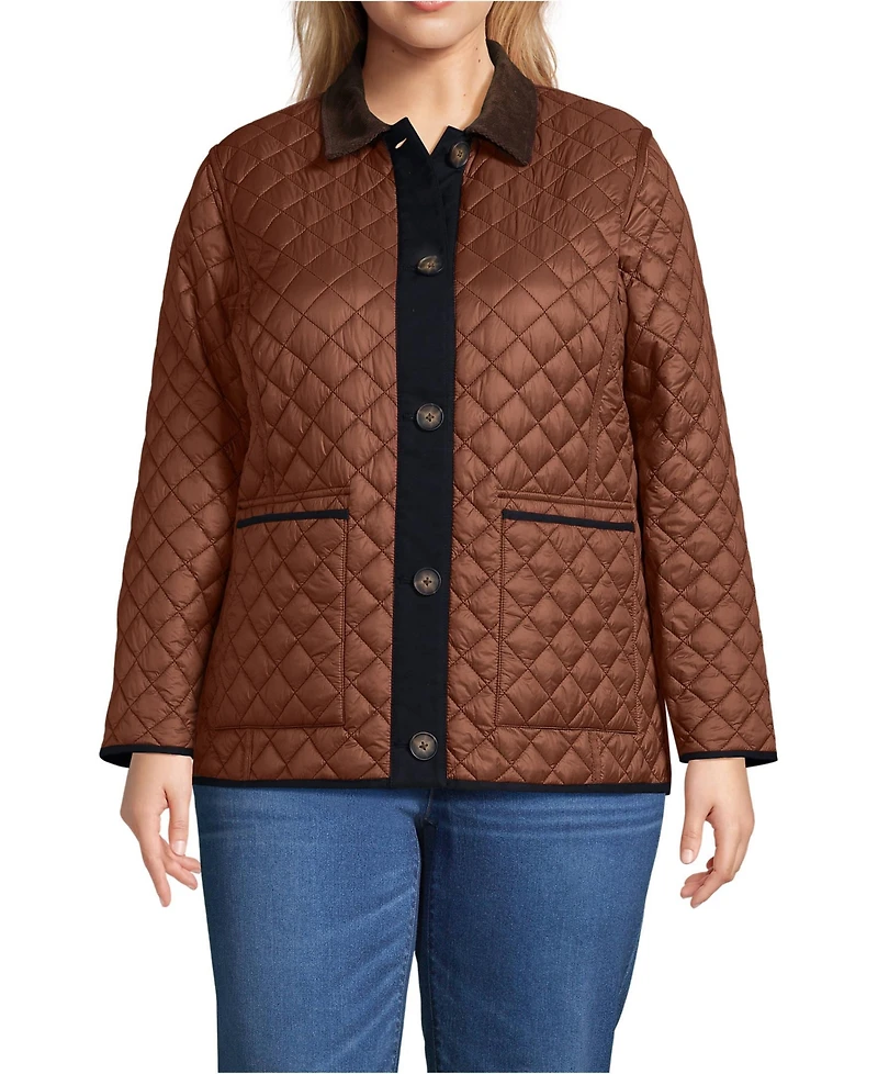 Lands' End Plus Reversible Barn Quilted Insulated Jacket