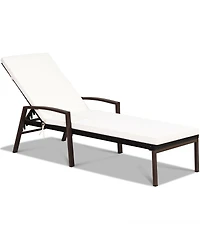 Inolait Sugift 2 Pieces Patio Rattan Reclining Chaise Lounge Chair with Cushion and Armrest