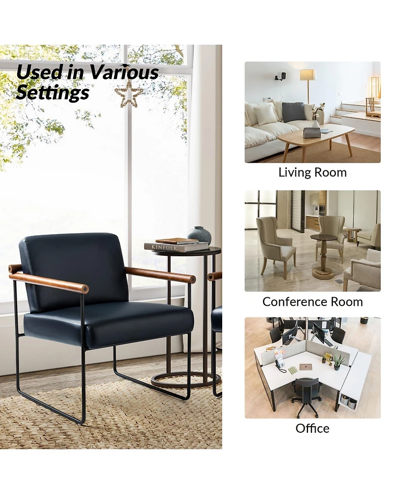 Hulala Home Justo Modern Arm Chair with Sturdy Metal Tube Side