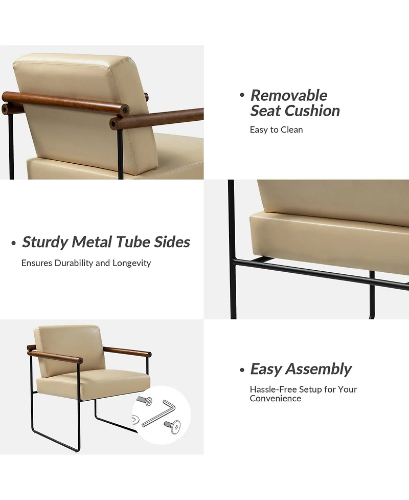 Hulala Home Justo Modern Arm Chair with Sturdy Metal Tube Side