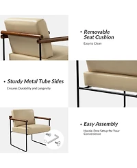 Hulala Home Justo Modern Arm Chair with Sturdy Metal Tube Side