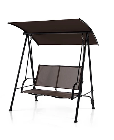 Sugift 2-Seat Outdoor Canopy Swing with Comfortable Fabric Seat and Heavy-duty Metal Frame