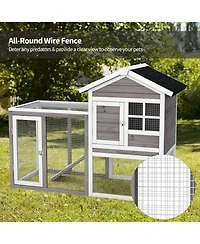 Sugift 2-Story Wooden Rabbit/Dog Hutch with Running Area