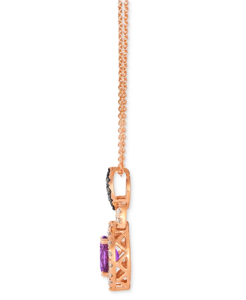 Le Vian Grape Amethyst (3/4 ct. t.w.) & Diamond (1/3 ct. t.w.) Halo Adjustable 20" Pendant Necklace in 14k Rose Gold