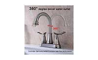 Slickblue 2-Handle 4-Inch Brushed Nickel Bathroom Faucet for Vanity Sinks, Complete with Pop-Up Drain and Supply Hoses