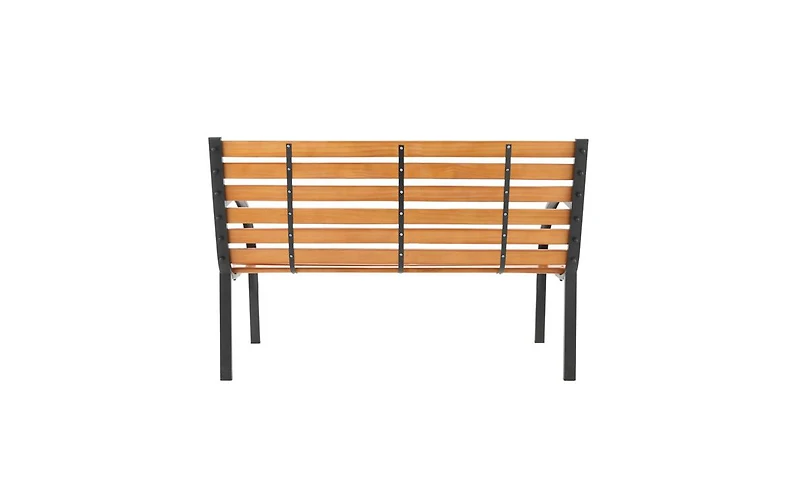 Slickblue 48" Hardwood Slotted Steel Cast Iron Frame Outdoor Garden Bench – Classic Patio Seat