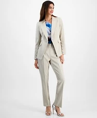 Tahari Asl Womens One Button Blazer Cowlneck Blouse Pants