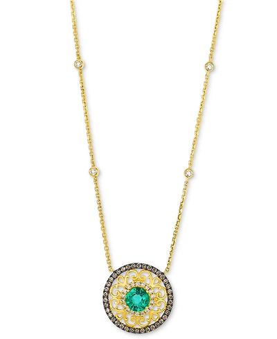 Le Vian Costa Smeralda Emerald (1/2 ct. t.w.), Chocolate Diamond (1/3 ct. t.w.) & Nude Diamond (1/5 ct. t.w.) 19" Adjustable Necklace in 14k Honey Gol