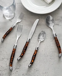 French Home Laguiole Connoisseur 20-Piece 18/10 Flatware Set with Tortoise Handles
