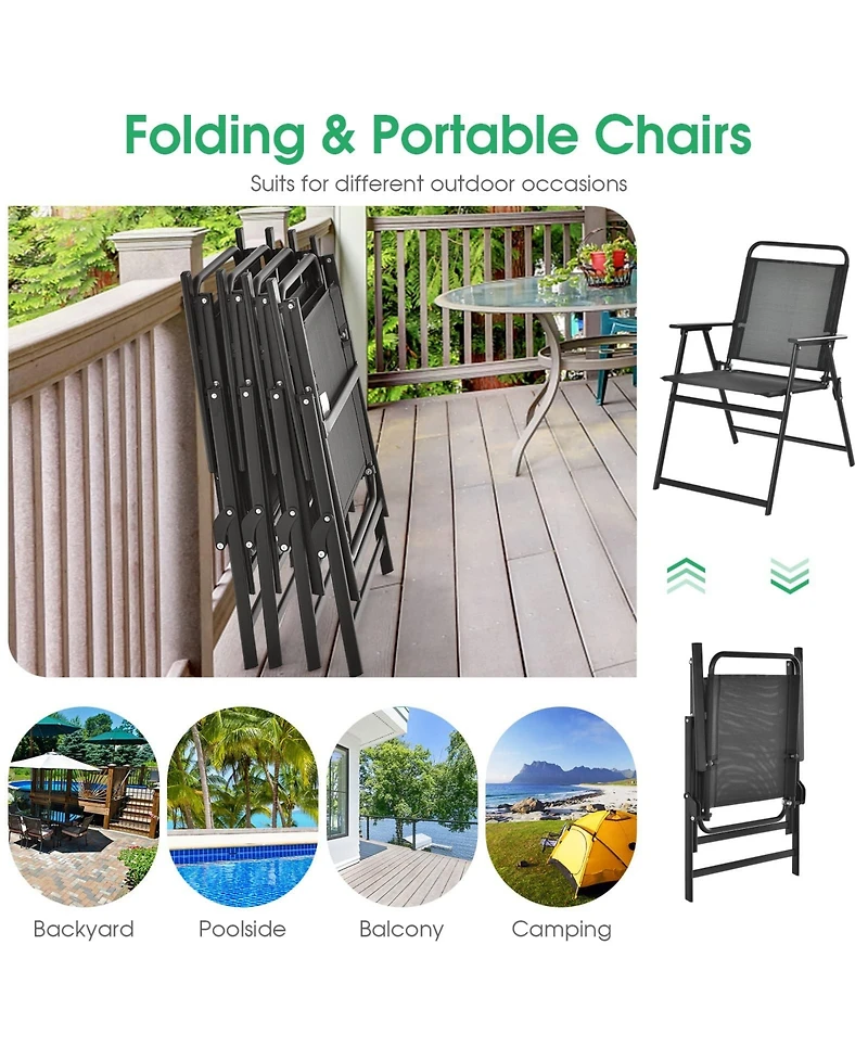 Sugift Set of 6 Outdoor Folding Chairs with Breathable Seat