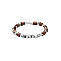 UNOde50 Sterling Silver Olive Wood Beads Bracelet