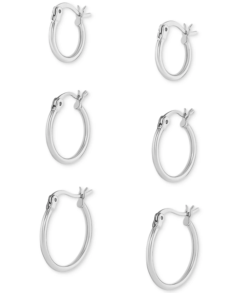Polished Hoop Earrings Set in 18k Gold over Sterling Silver, Created for Macy's