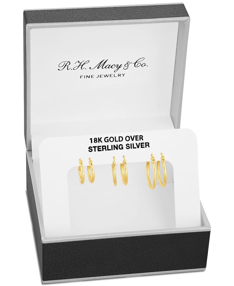 Polished Hoop Earrings Set in 18k Gold over Sterling Silver, Created for Macy's