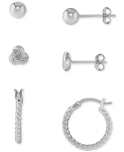 Polished Stud & Hoop Earrings Set in 18k Gold over Sterling Silver, Created for Macy's