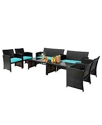 Vebreda Sugift 4 Pieces Patio Rattan Cushioned Furniture Set