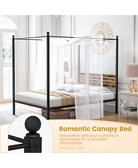 Sugift Full Canopy Bed Frame with Under Bed Storage