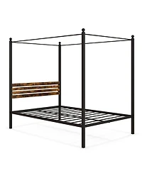Sugift Full Canopy Bed Frame with Under Bed Storage