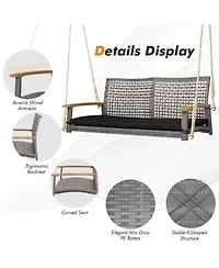 Sugift 2-Person Patio Wicker Hanging Swing Chair