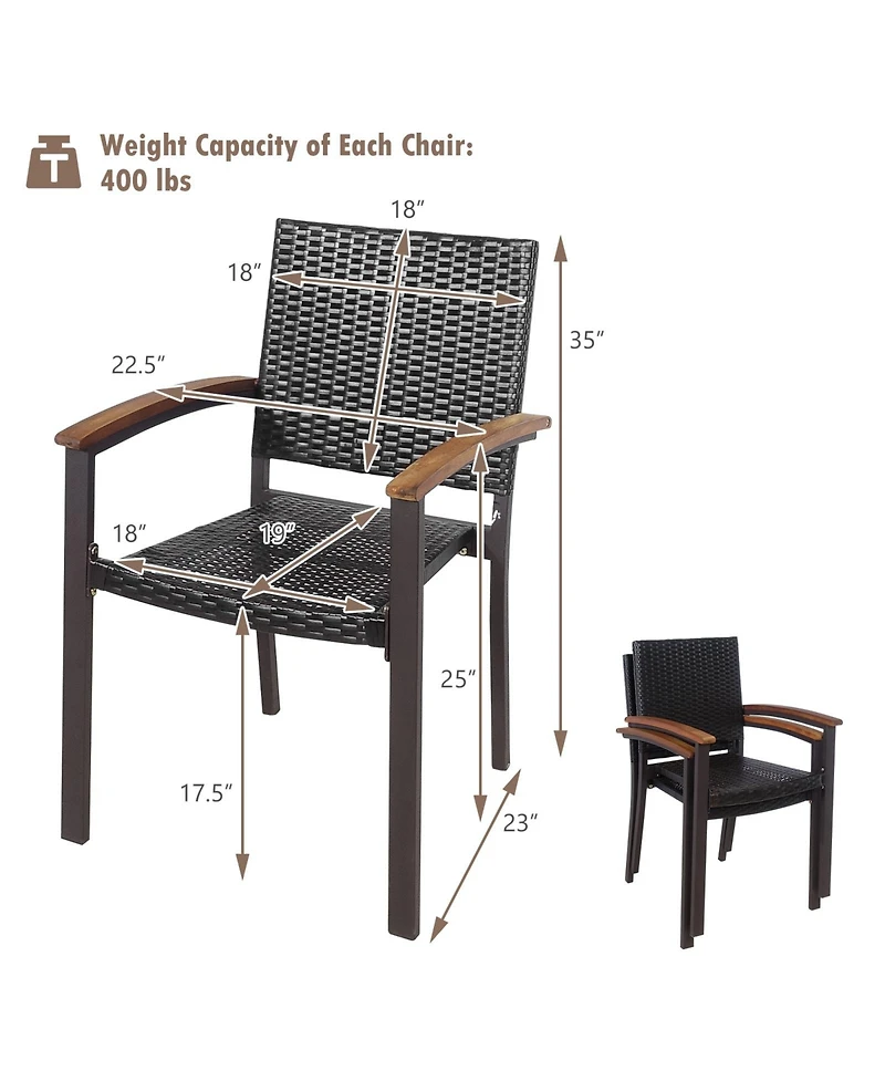 Sugift Set of 2 Outdoor Patio Pe Rattan Dining Chairs