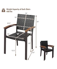 Sugift Set of 2 Outdoor Patio Pe Rattan Dining Chairs