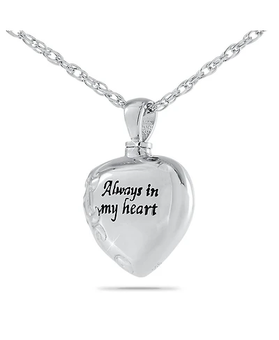 Sterling Silver .925 Cremation Always In My Heart 3/4 inch Pendant with 18 inch Necklace