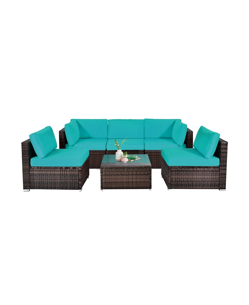 Vebreda Sugift 6 Pieces Patio Rattan Furniture Set with Cushions