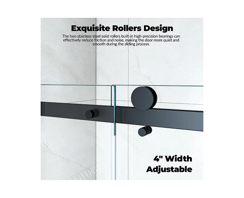 gaomon Shower Door, 56-60" W × 76" H Frameless Sliding Shower Door,Waterproof Glass Shower Door with Stainless Steel Handle and Seal Strip