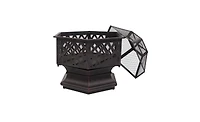 Slickblue 22" Hexagonal Iron Fire Pit, Wood Burning Brazier for Backyard & Poolside Decoration