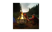 Slickblue 22" Hexagonal Iron Fire Pit, Wood Burning Brazier for Backyard & Poolside Decoration