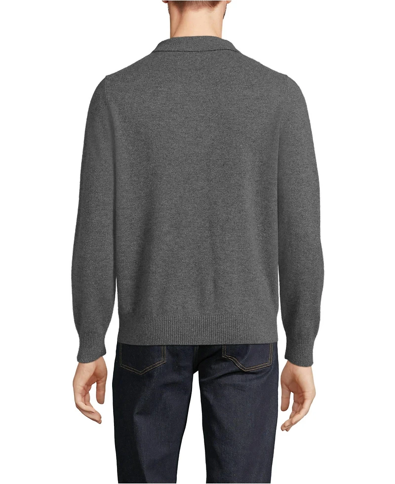 Lands' End Men's Long Sleeve Cashmere Sweater Polo