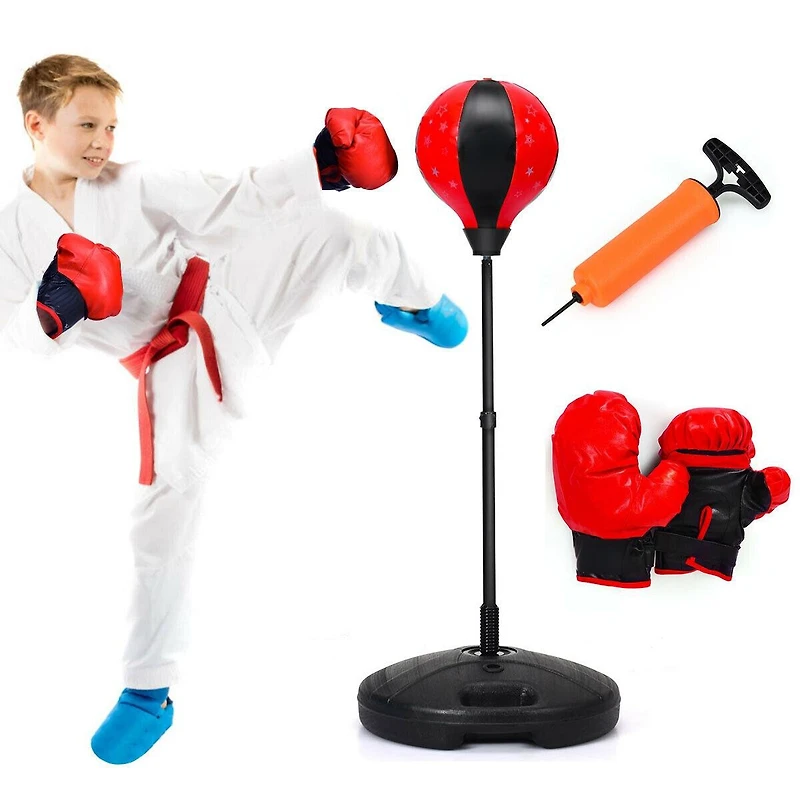 Kids Adjustable Stand Punching Bag Toy Set with Boxing Glove