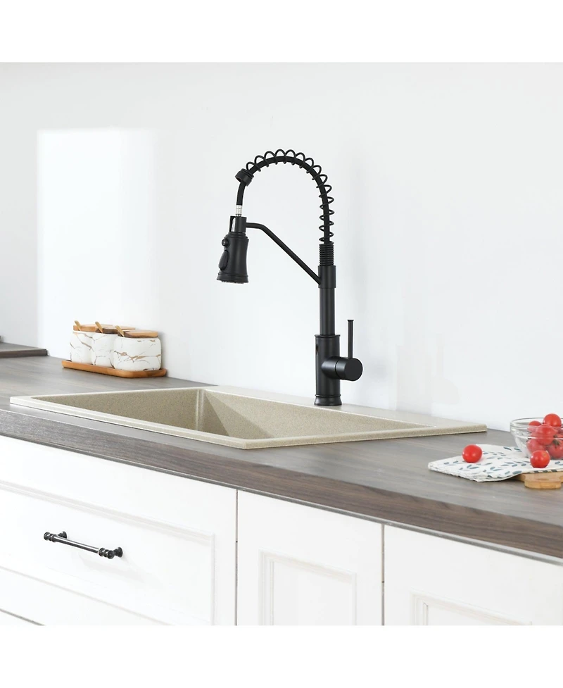 Flynama Pull out Touchless Single Handle Kitchen Faucet with MotionSense In Black